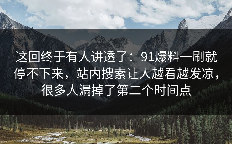 这回终于有人讲透了:91爆料一刷就停不下来,站内搜索让人越看越发凉,很多人漏掉了第二个时间点